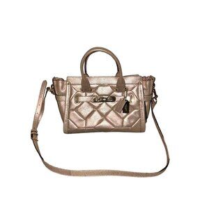 Coach Rose Gold Quilted patchwork Leather Swagger 27 Carryall Satchel Crossbody
